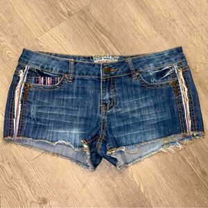 HOT KISS~Low Rise CiCi Distressed Denim Jean Shorts~Women's Size 9~SKU180